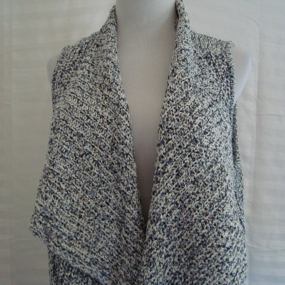 Jones New York Cardigan Shawl Sweater Vest Multicolored Gray Blue White Sz XL - Picture 2 of 10